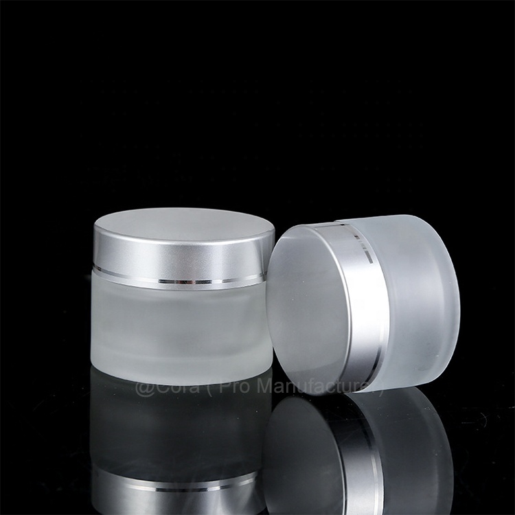 Factory Price Frosted Glass Jar With Lid Cosmetic Packaging Container Cream Bottle