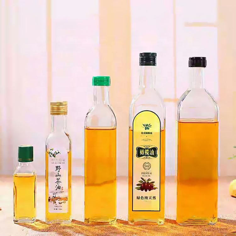 Factory Price High Quality Different Sizes Empty Olive Oil and Vinegar Glass Bottle with Lid