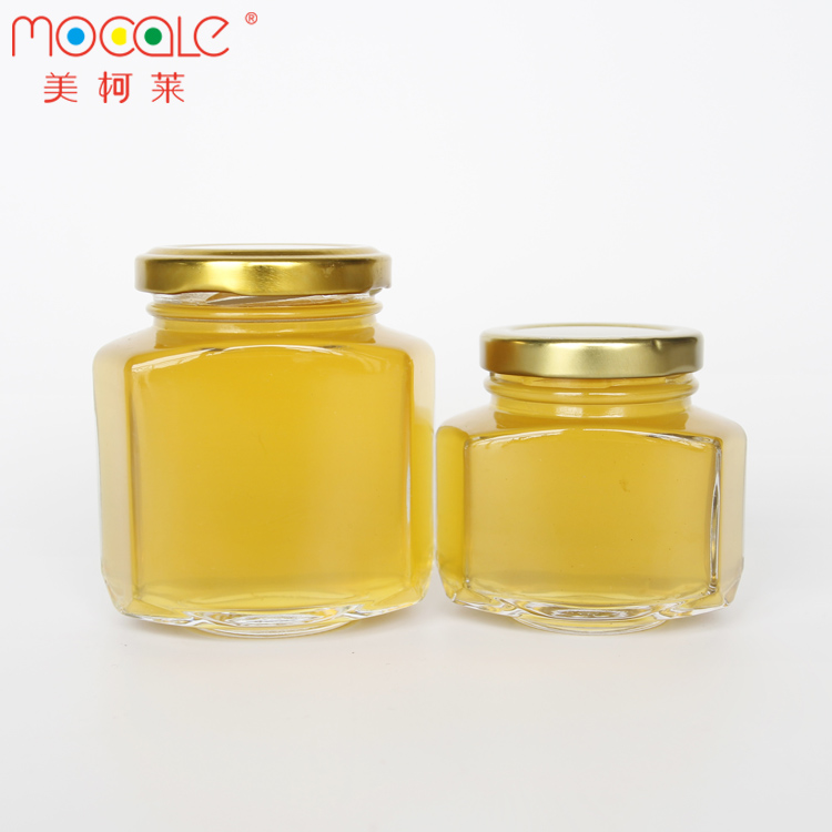 Factory Price Mini Hexagonal Glass Jars For Honey Jars Bottle With Metal Screw Lids
