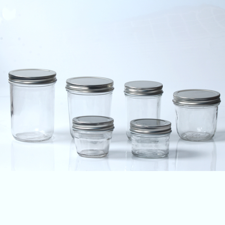 Factory Price  Round Caviar Clear Glass Storage Jar Set with Lid for Food