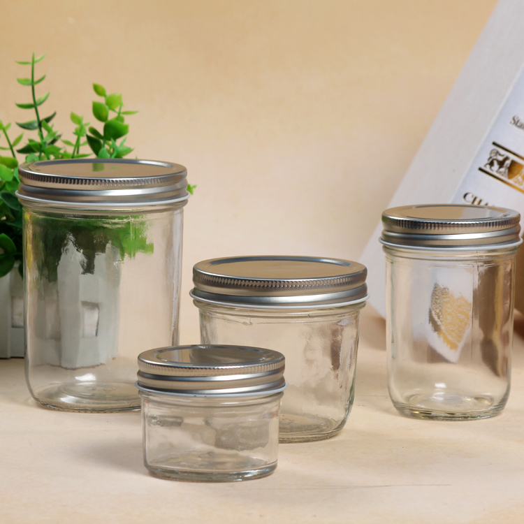Factory Price Round Caviar Clear Glass Storage Jar Set with Lid for Food