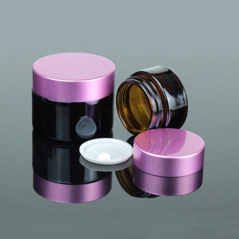 Factory Price Skin Care Packaging Empty Amber Custom Glass Jar With Metal Lid for Cream (GJM16)