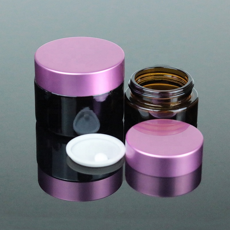 Factory Price Skin Care Packaging Empty Amber Custom Glass Jar With Metal Lid for Cream (GJM16)