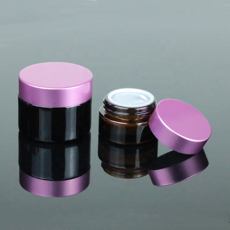 Factory Price Skin Care Packaging Empty Amber Custom Glass Jar With Metal Lid for Cream (GJM16)