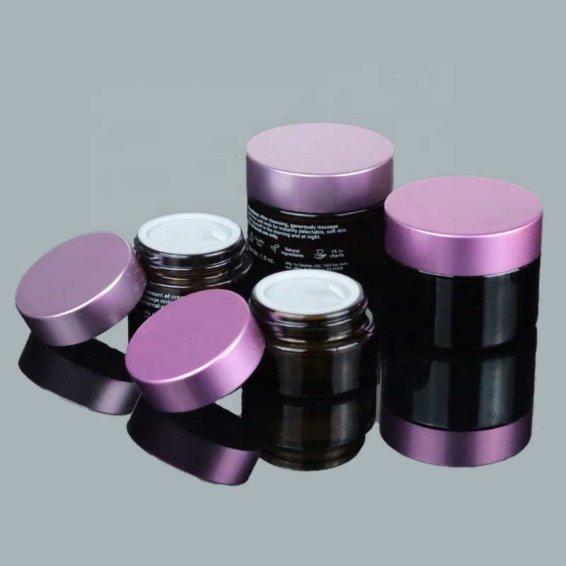 Factory Price Skin Care Packaging Empty Amber Custom Glass Jar With Metal Lid for Cream (GJM16)
