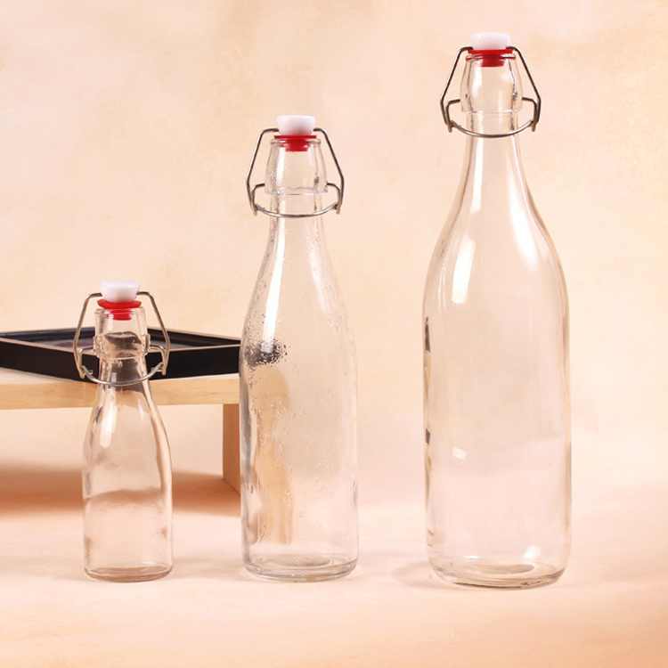 Factory Price Swing top 500ml 750ml 1000ml clear color Beer/Wine/Milk/Tea Glass Bottle flip top for family for company