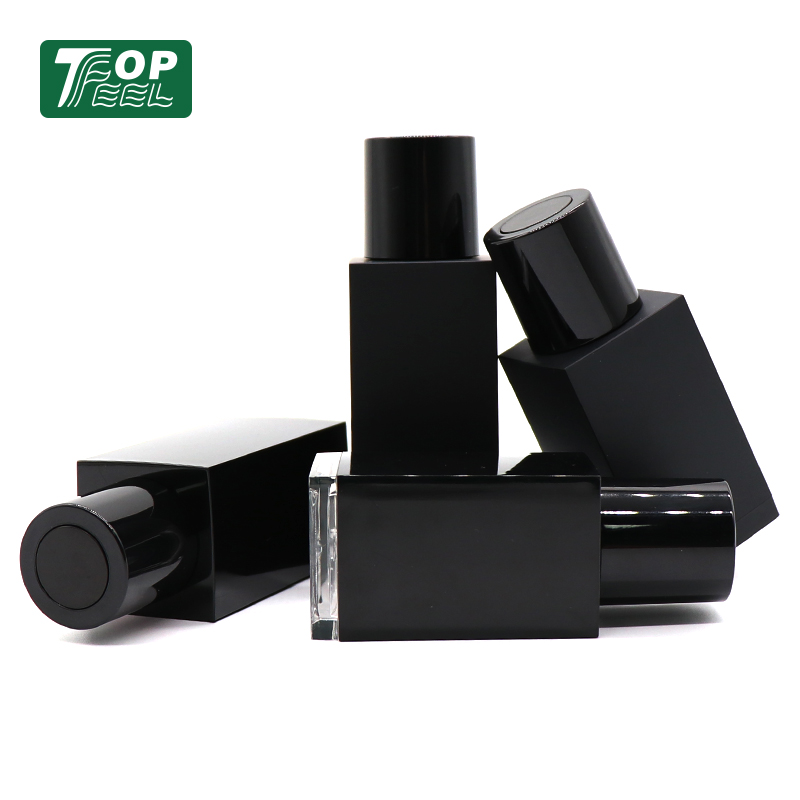 Factory Price Wholesale 30ml 50ml Empty Black Square Plastic Dropper Bottle