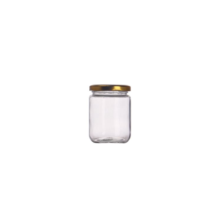 Factory Price Wide Mouth 8oz Clear Round Glass Jar with Silver Gold Screw Metal Lid