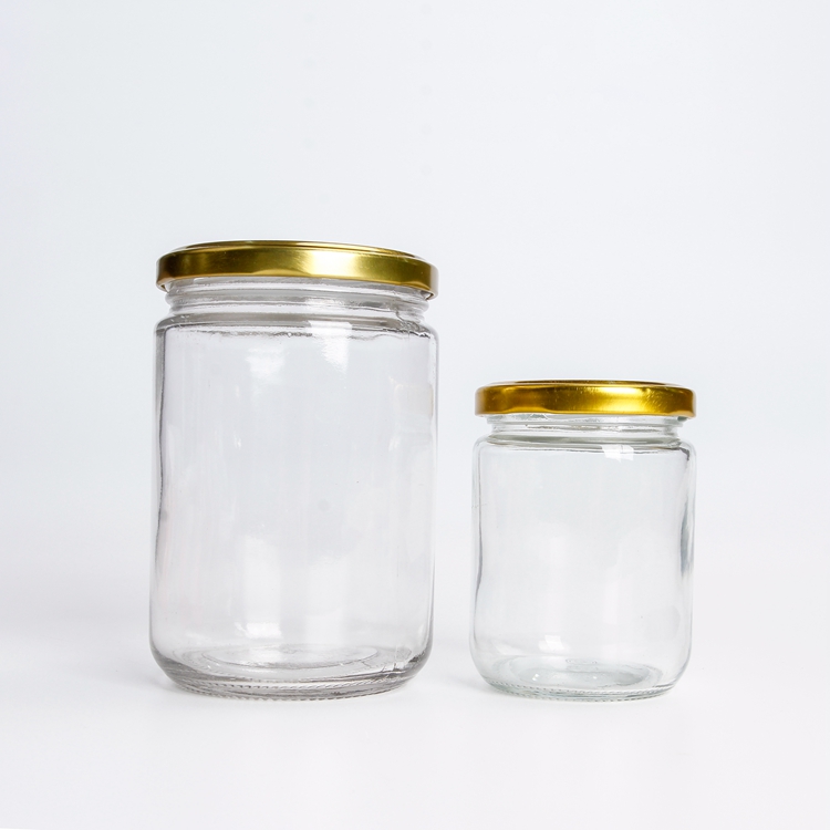 Factory Price Wide Mouth 8oz Clear Round Glass Jar with Silver Gold Screw Metal Lid