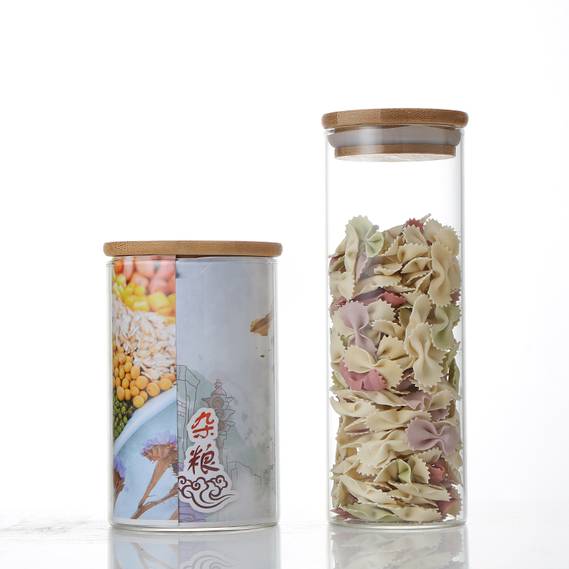 Factory Prices Spice Jars Storage Glass Jar With Bamboo Cover