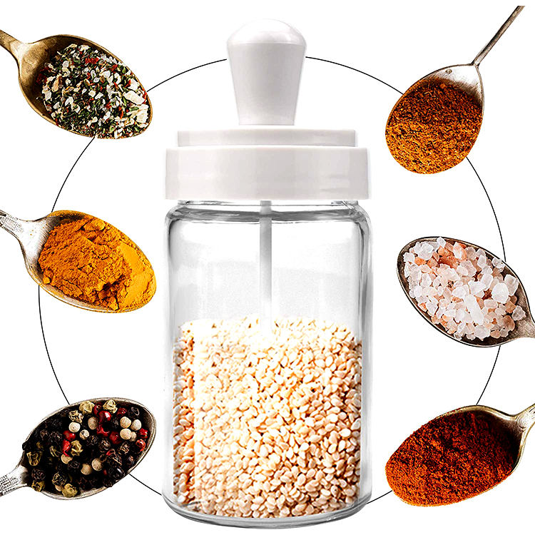 Factory Produced Wholesale Glass Spice Jar with Spoon