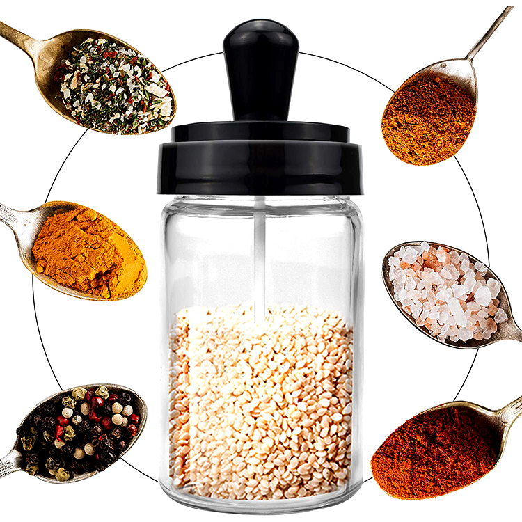 Factory Produced Wholesale Glass Spice Jar with Spoon