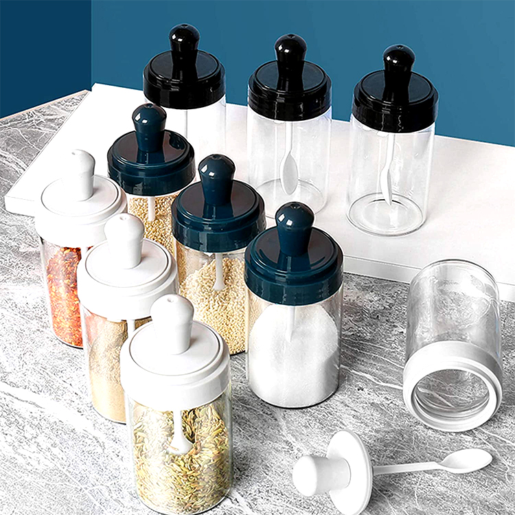 Factory Produced Wholesale Glass Spice Jar with Spoon