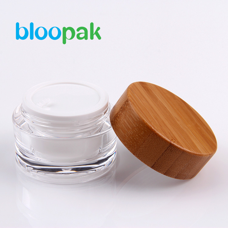 Factory Sale 15g acrylic Jar With Bamboo Lid For Cosmetic