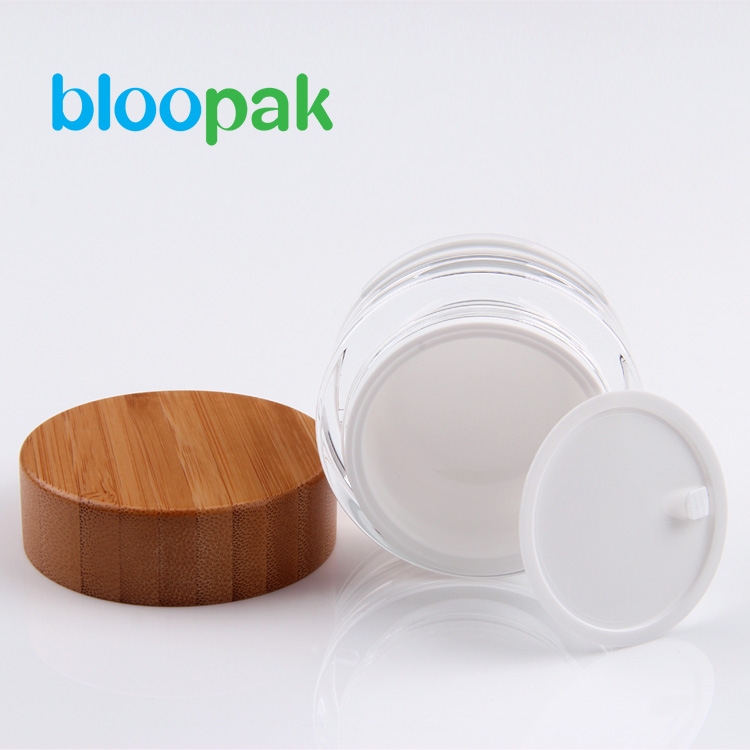 Factory Sale 15g acrylic Jar With Bamboo Lid For Cosmetic