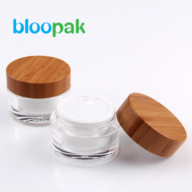 Factory Sale 15g acrylic Jar With Bamboo Lid For Cosmetic
