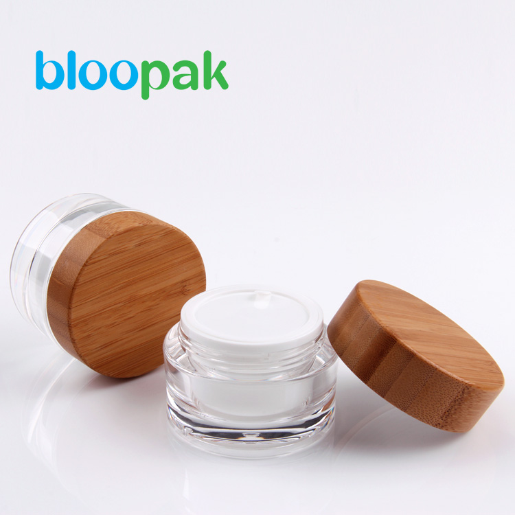Factory Sale 15g acrylic Jar With Bamboo Lid For Cosmetic