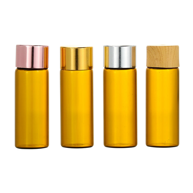 Factory Sale 1ml 2ml 3ml 5ml essential oil perfume mini sample amber glass vial with black plastic dropper cap