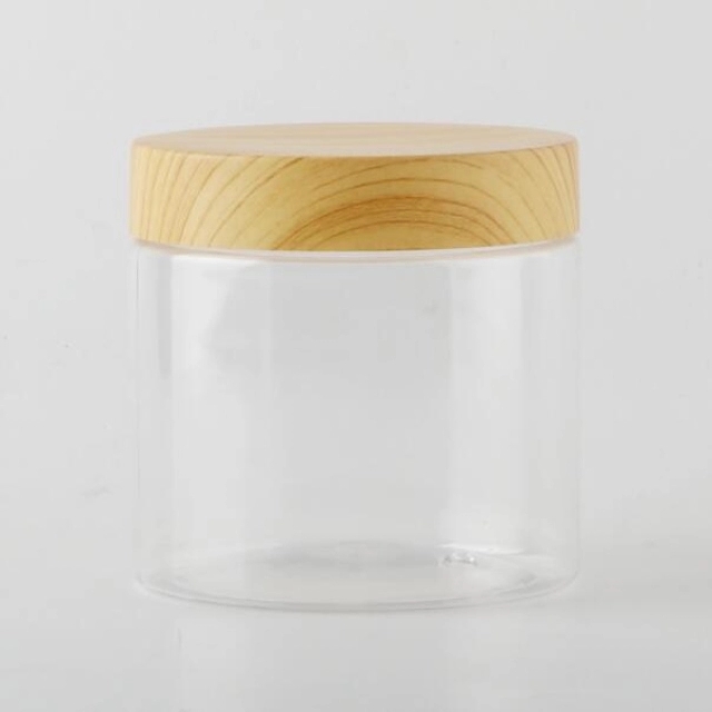 Factory Selling Directly 100ml 200ml bamboo clear plastic jar, plastic jars with lids