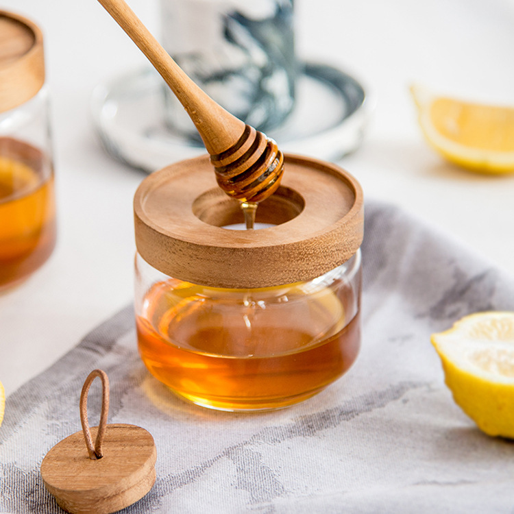 Factory Selling Directly 350ml 500ml honey jar with stir bar, honey glass bottle bottiglia di miele