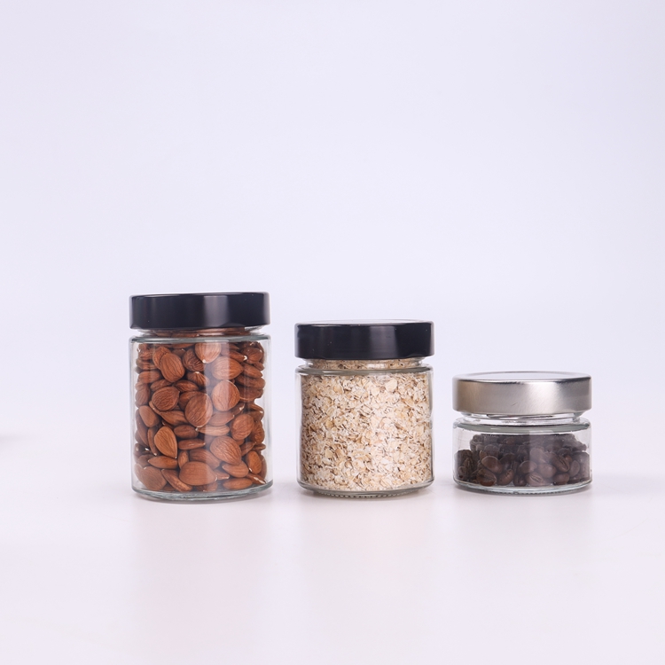 Factory Short 100ml 140ml 180ml 212ml Sealed Storage Jam Honey Glass Jar With Deep Metal Lids