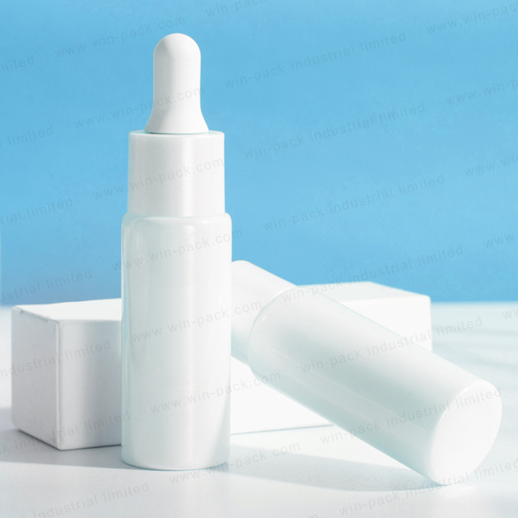 Factory Stocks glass bottle can custom made color Serum Pearl White 20ml Glass Dropper Bottle With Pearl White Collar