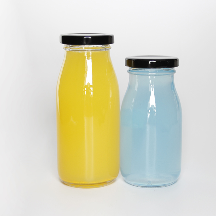 Factory Supply 200ml 250ml 500ml Glass Bottle For Milk Juice With Metal Caps