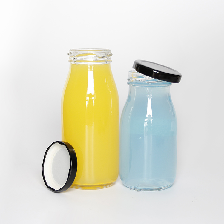 Factory Supply 200ml 250ml 500ml Glass Bottle For Milk Juice With Metal Caps