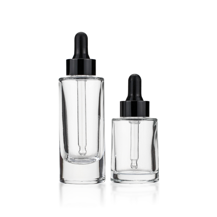 Factory Supply 35ml Empty Cosmetic Clear Serum Liquid Glass Bottles With Dropper Cap