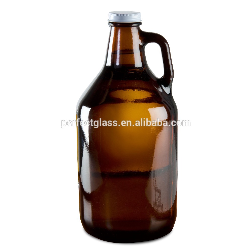 Factory Supply 64 oz Amber Glass Growler For Beer