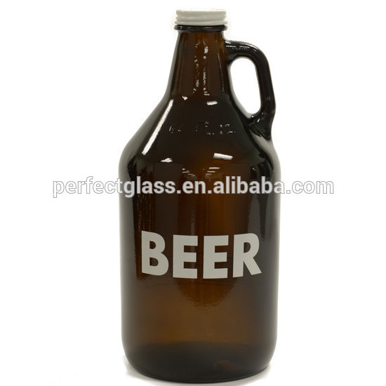 Factory Supply 64 oz Amber Glass Growler For Beer