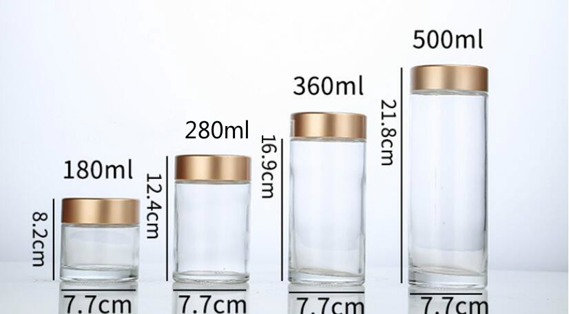 Factory Supply Bulk Sale Multiple Capacity Round Empty Customizable Glass Jars Wholesale