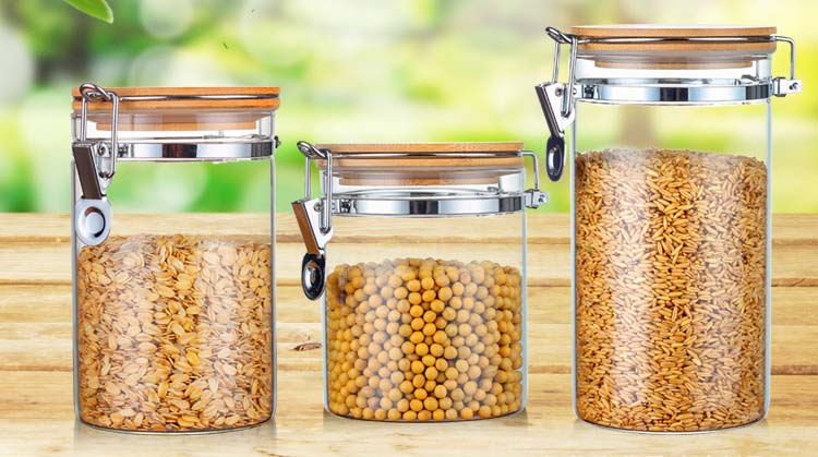 Factory Supply High Borosilicate Glass Jars With Bamboo Lids Sealed Glass Containers Customized Food Canisters For Tea Nuts