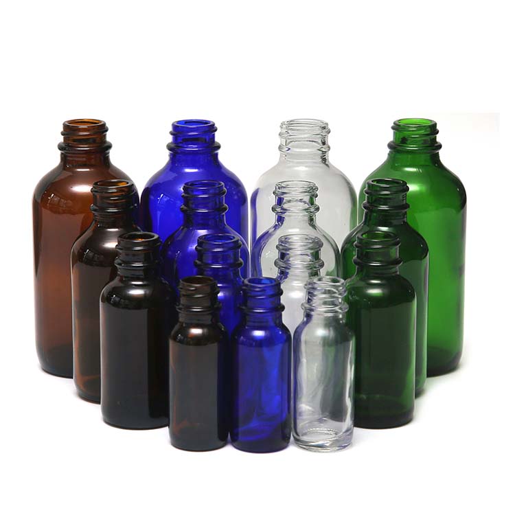 Factory Supply High Quality 2oz blue Glass Boston Round Bottle
