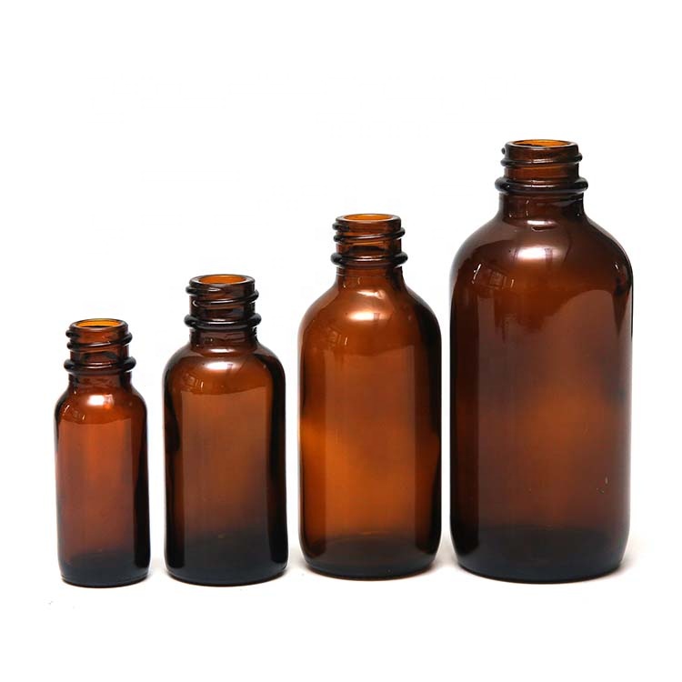 Factory Supply High Quality 32oz amber Glass Boston Round Bottle