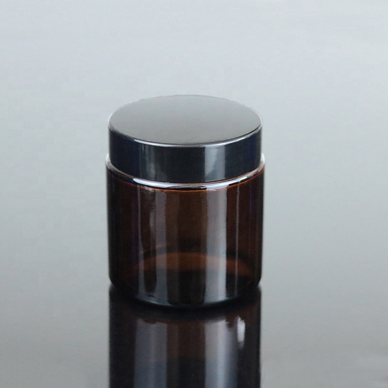 Factory Wholesale 4oz 120ml Amber Empty Cosmetic Glass Jar With Black Lid (GJM36)