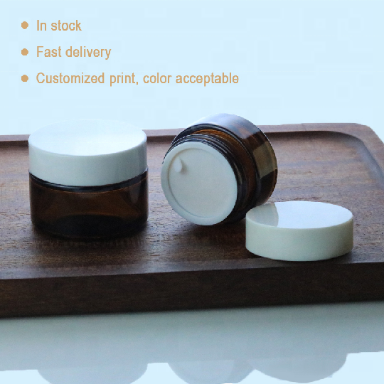 Factory Wholesale 5ml 10ml 15ml 20ml 30ml 50ml amber glass cream jar empty cosmetic glass jars (GJM14)