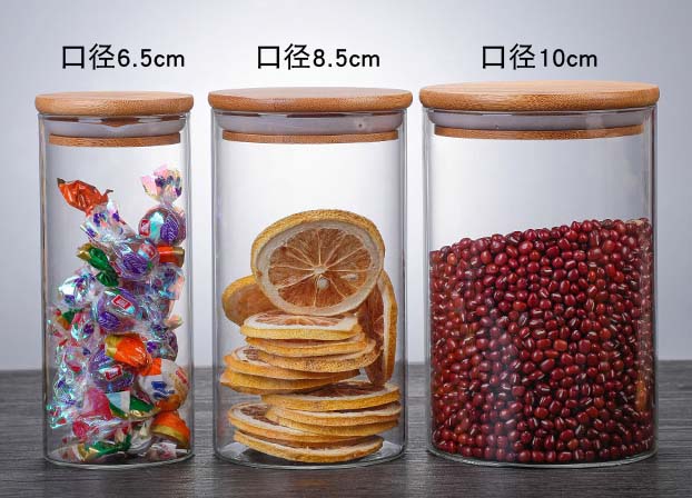 Factory Wholesale Customized Borosilicate Clean Glass Airtight Jars With Bamboo Lid For Kitchen Tea Coffee Candy Food Container