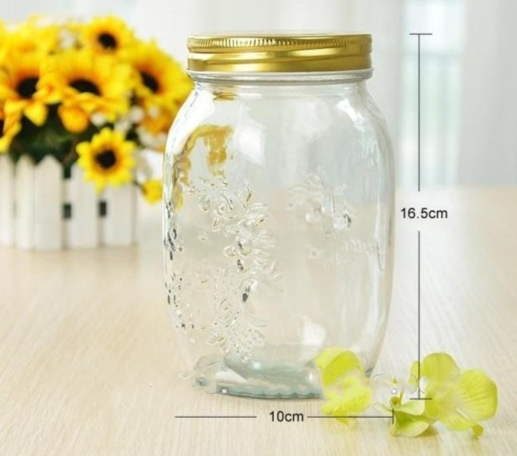 Factory Wholesale Food Safe Glass Jar embossment style