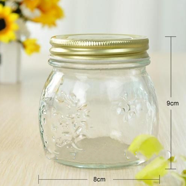 Factory Wholesale Food Safe Glass Jar embossment style