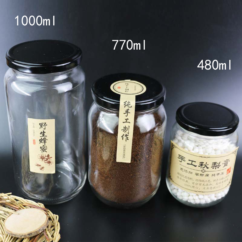 Factory Wholesale Transparent Round Honey Jam Glass Bottle And Jar With Lid