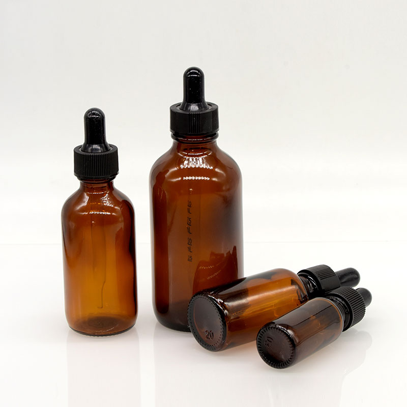Factory Wholesale clear blue amber green 15ml 30ml 60ml 120ml boston round glass dropper bottle