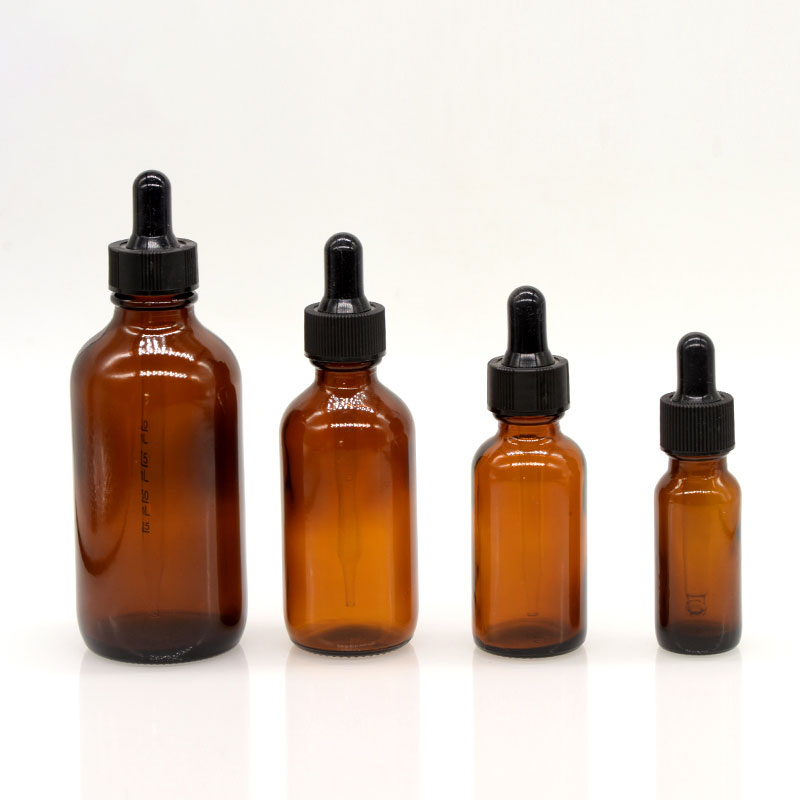 Factory Wholesale clear blue amber green 15ml 30ml 60ml 120ml boston round glass dropper bottle