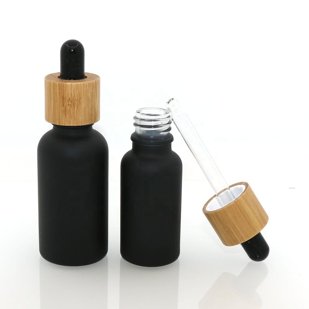 Factory bamboo pipette amber essential oil glass dropper bottle with bamboo cap