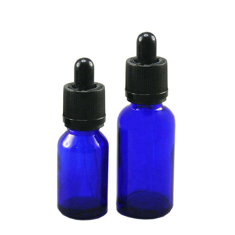Factory clear blue amber glass essential oil bottle 30ml 5ml 10ml 15ml 20ml 50ml 100ml cosmetic bottle tamper-childproof cap