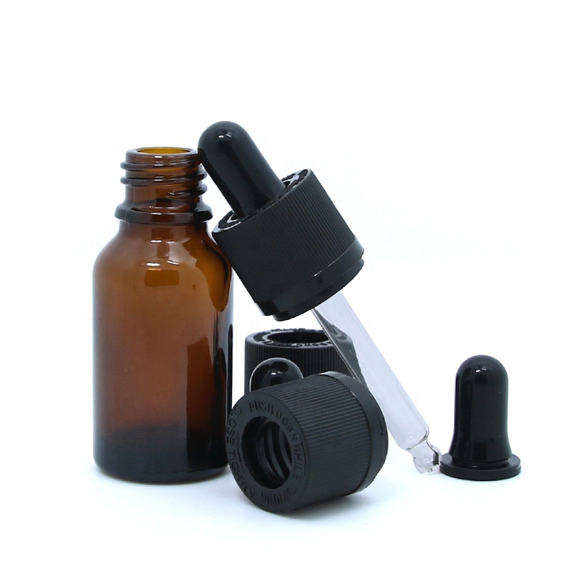 Factory clear blue amber glass essential oil bottle 30ml 5ml 10ml 15ml 20ml 50ml 100ml cosmetic bottle tamper-childproof cap