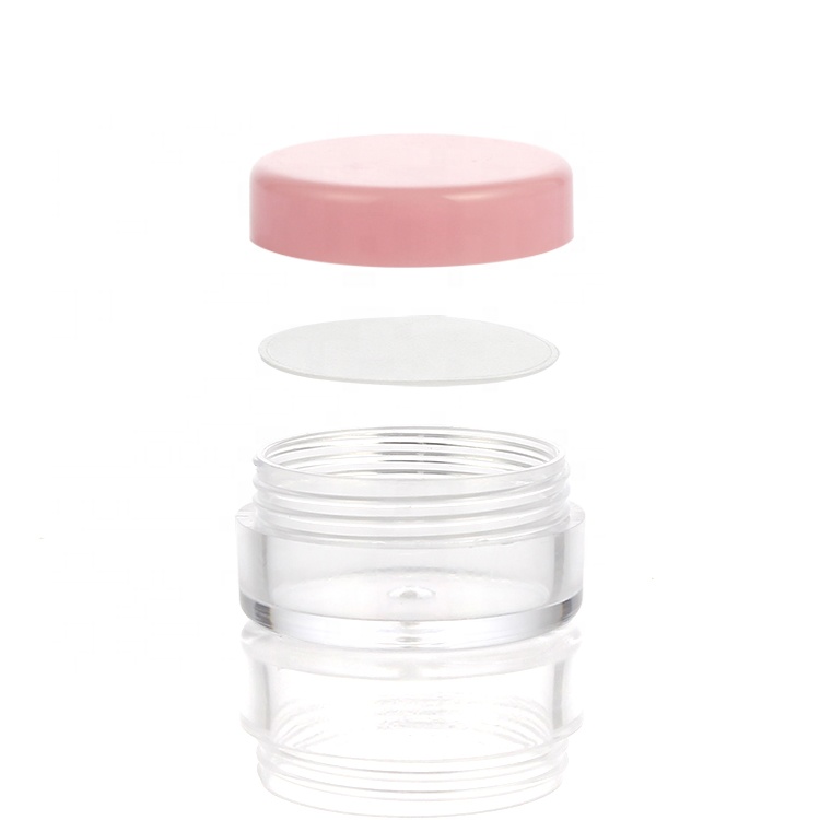 Factory custom Cosmetic packaging Clear Pink plastic jars for lip balm, eye cream, cosmetics and more