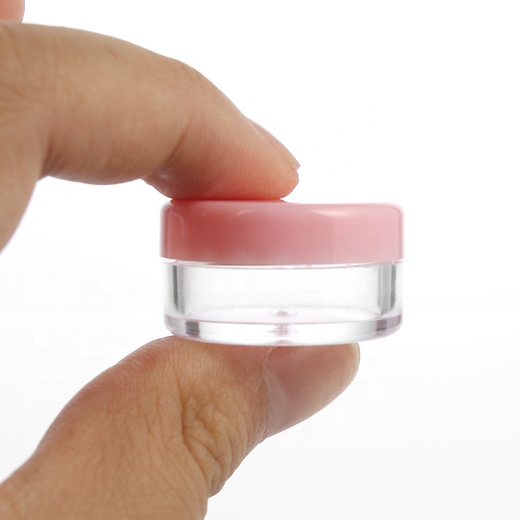 Factory custom Cosmetic packaging Clear Pink plastic jars for lip balm, eye cream, cosmetics and more