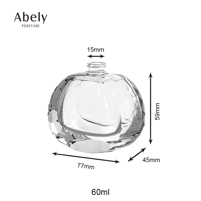 Factory custom design round empty clear luxury glass spray perfume bottle 50ml 60ml 100ml