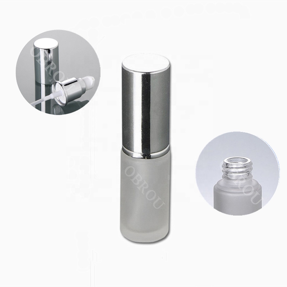 Factory custom unique clear frosted empty cylinder cosmetic glass dropper bottle for essential oil hair oil serum
